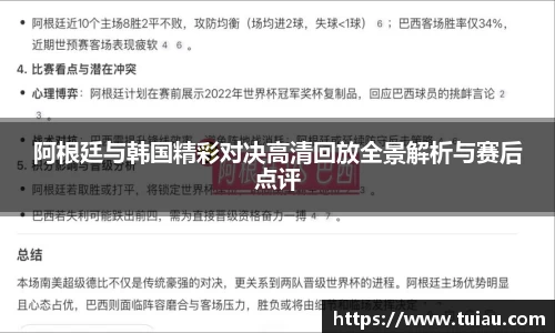 阿根廷与韩国精彩对决高清回放全景解析与赛后点评